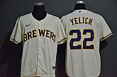 Brewers 22 Christian Yelich Cream Nike 2020 Cool Base Jersey,baseball caps,new era cap wholesale,wholesale hats